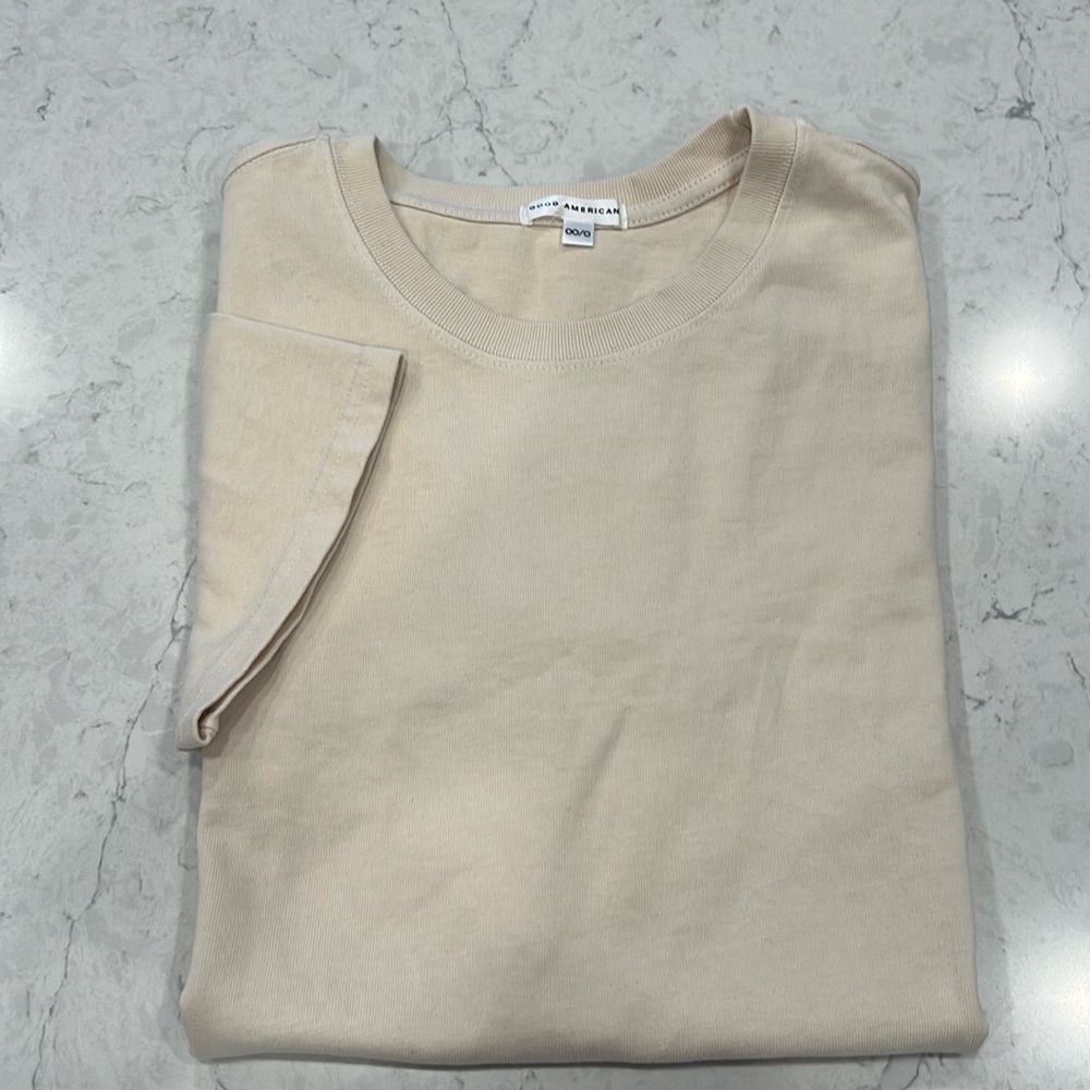 BRAND NEW Good American Bone Tee Shirt Oversized size 00/0